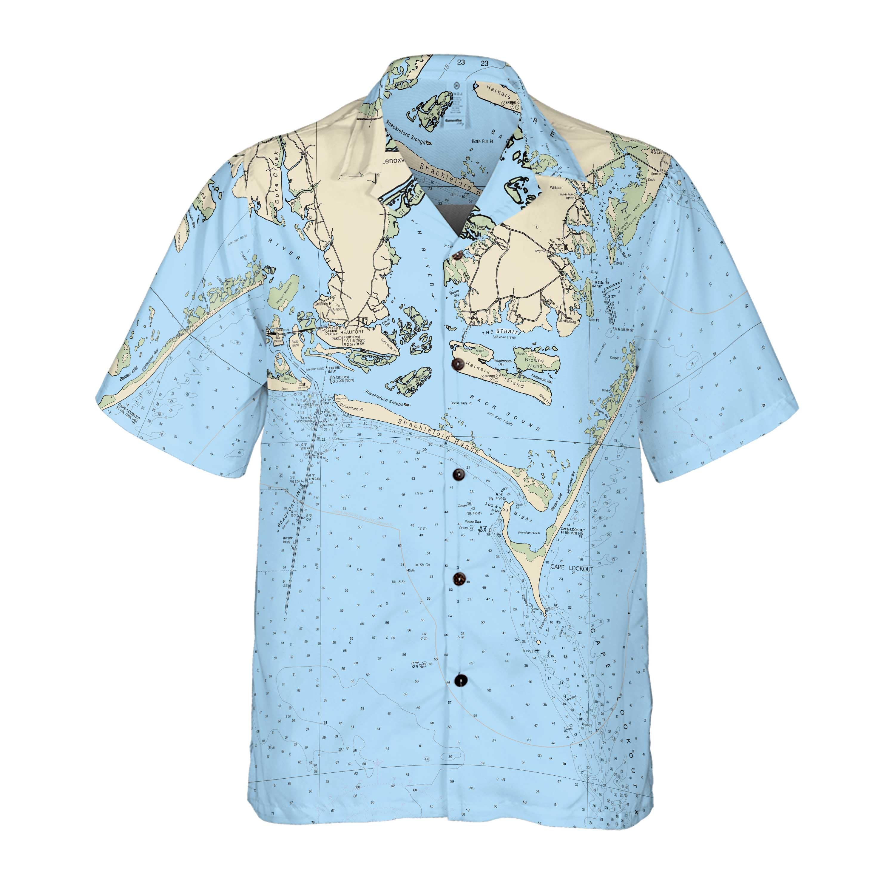 The Cape Lookout and Beaufort NC Coconut Button Camp Shirt