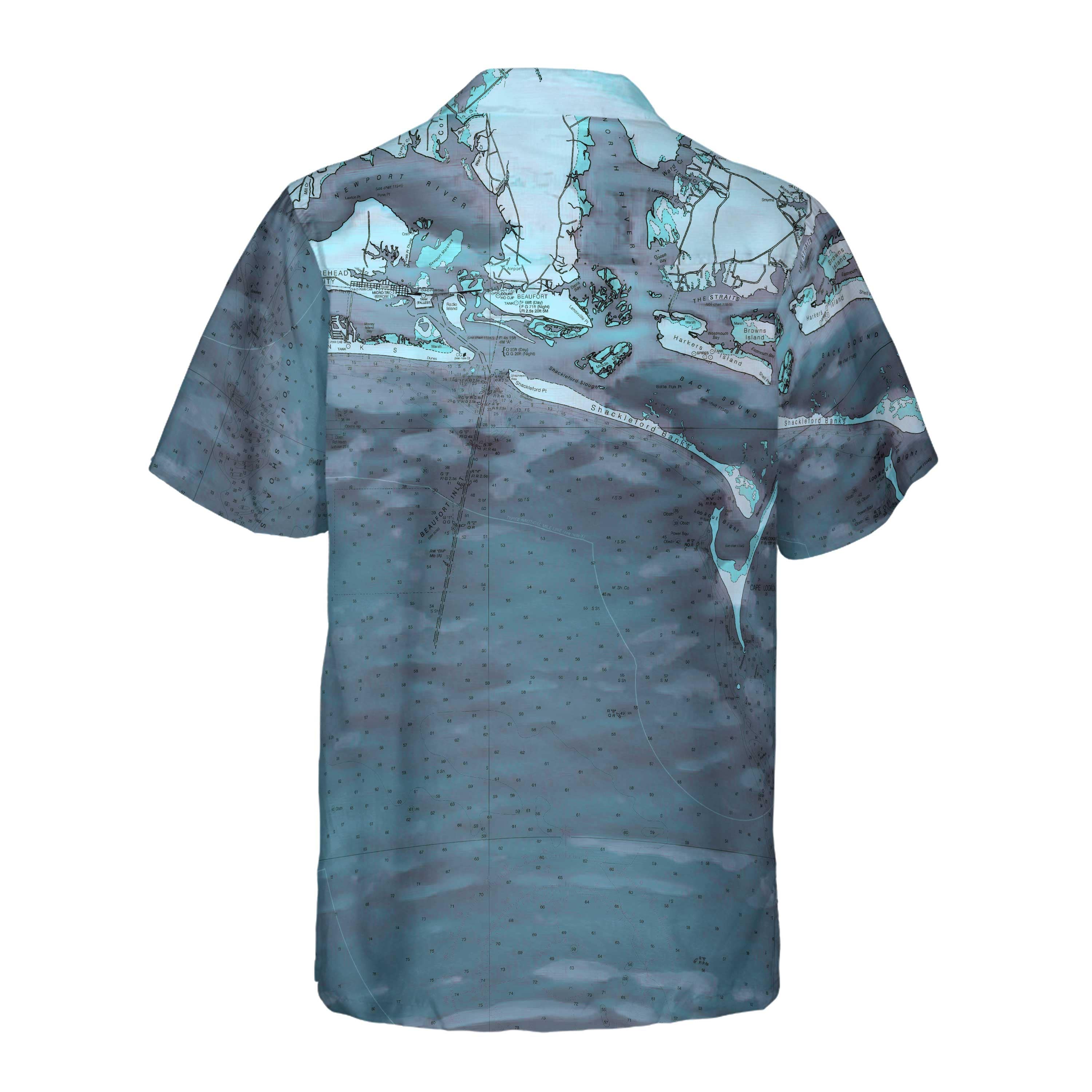 The Seafoam Green Cape Lookout and Beaufort NC Coconut Button Camp Shirt