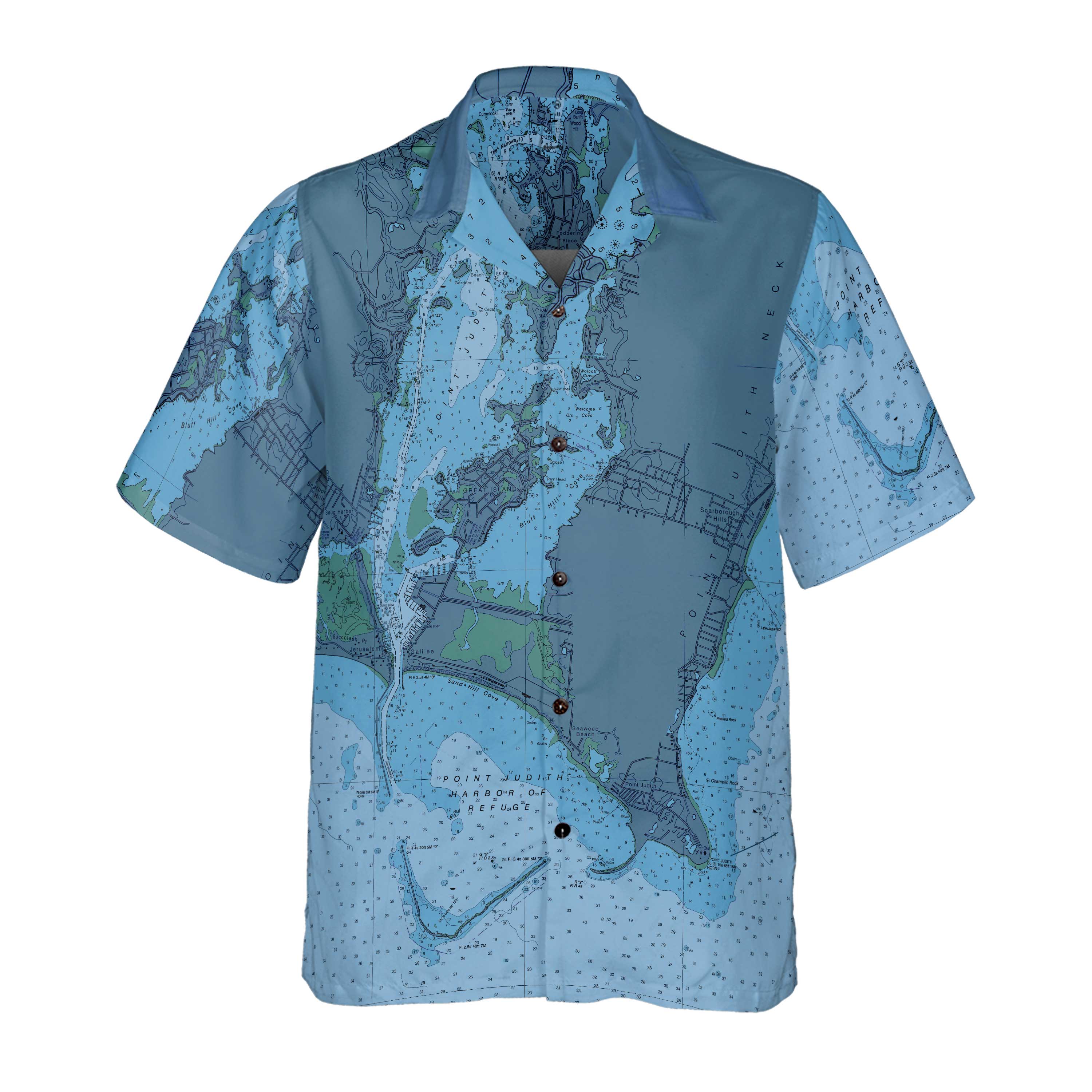 The Point Judith Blues Navigator Coconut Button Camp Shirt