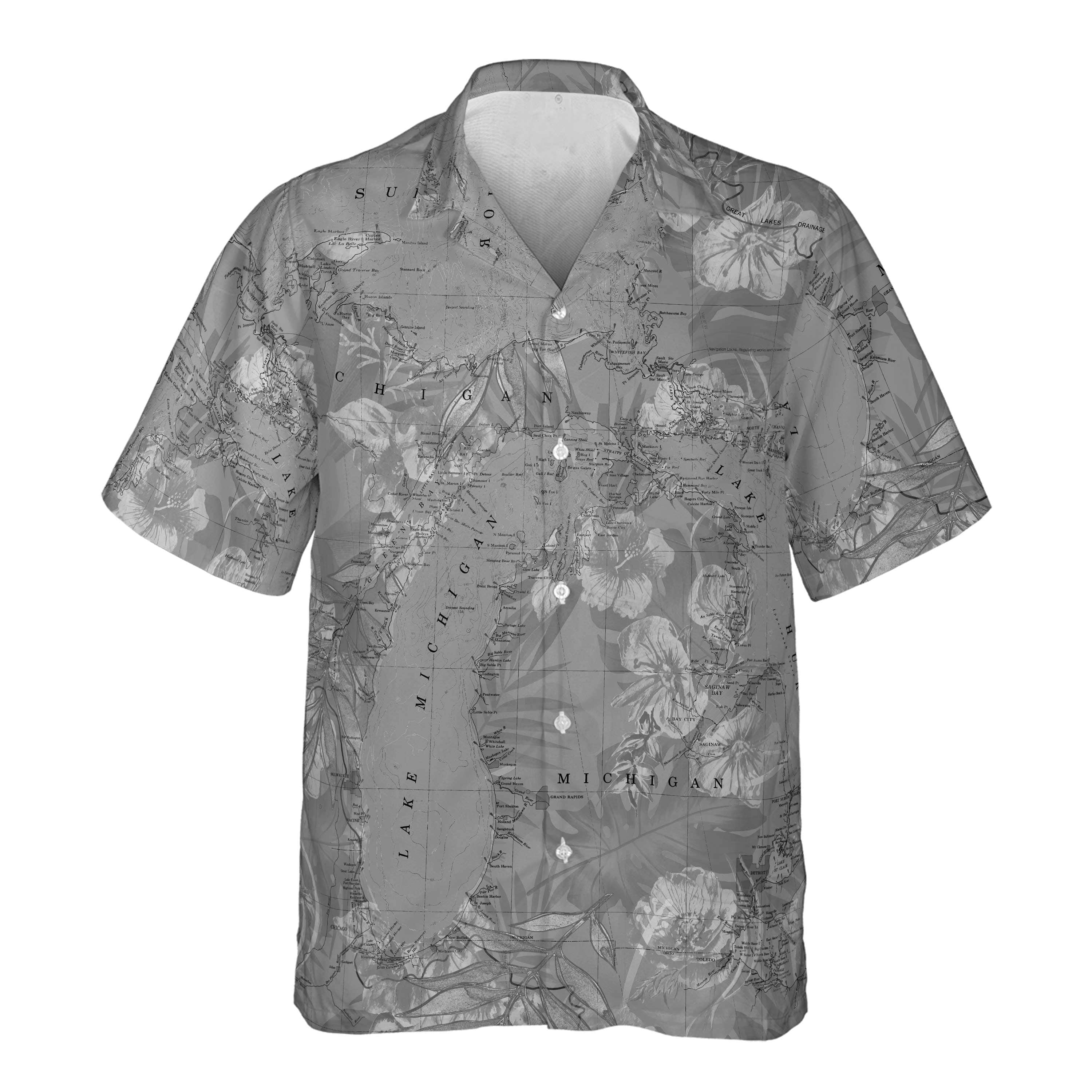 The Great Lakes Silver Flowers Pocket Shirt