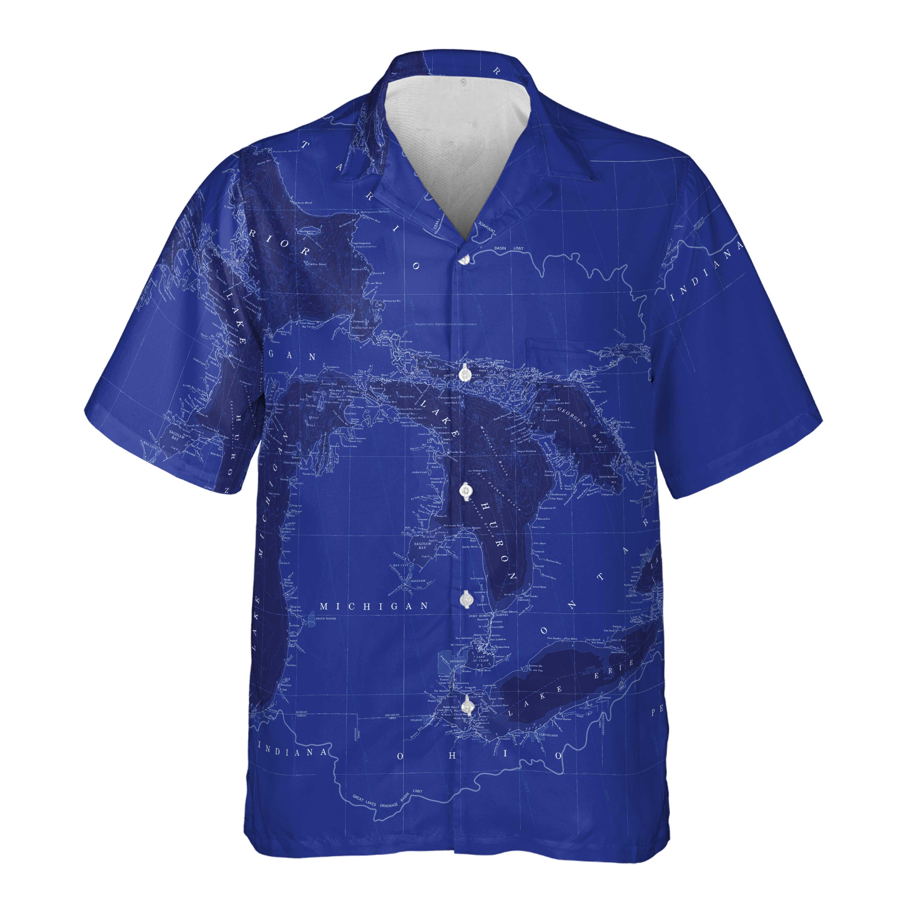 The Great Lakes Blue Marine Chart Pocket Shirt