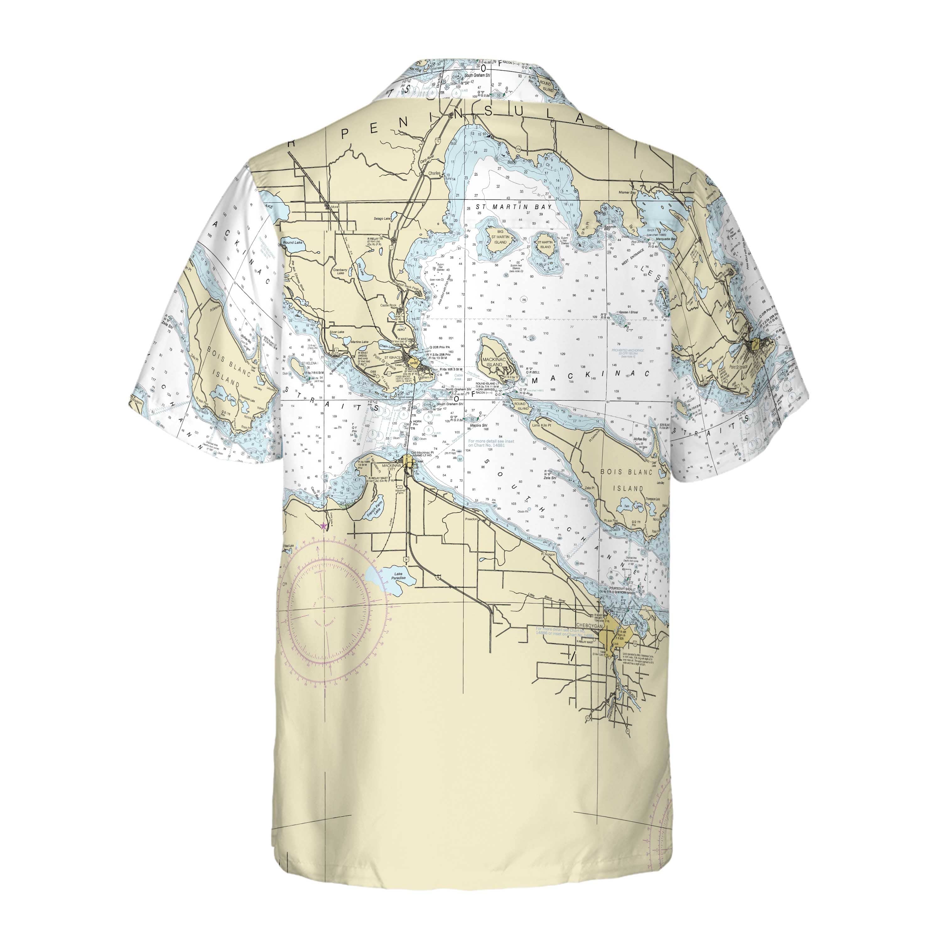 The Straits of Mackinac Mariner Coconut Button Camp Shirt