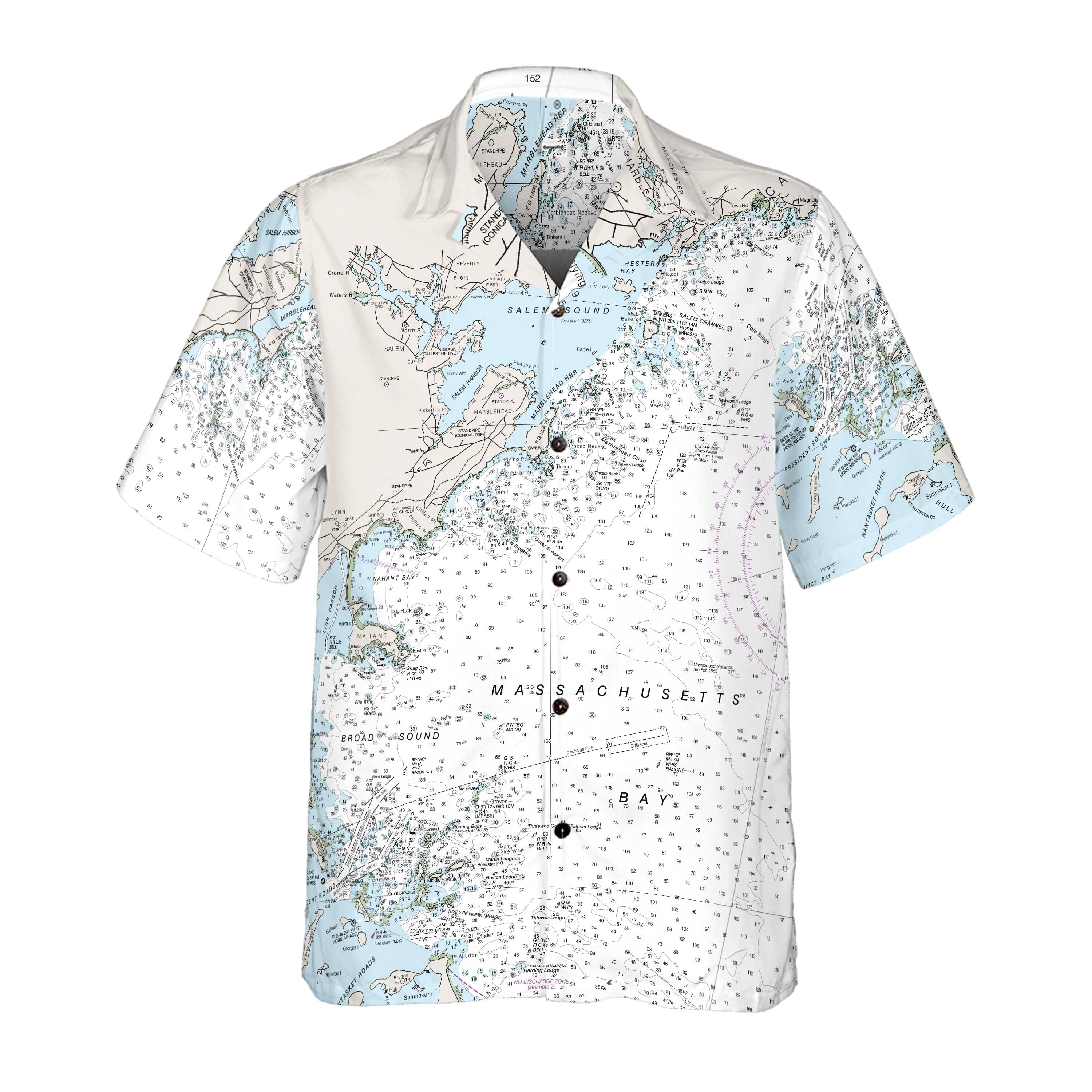 The Marblehead Navigator Coconut Button Camp Shirt