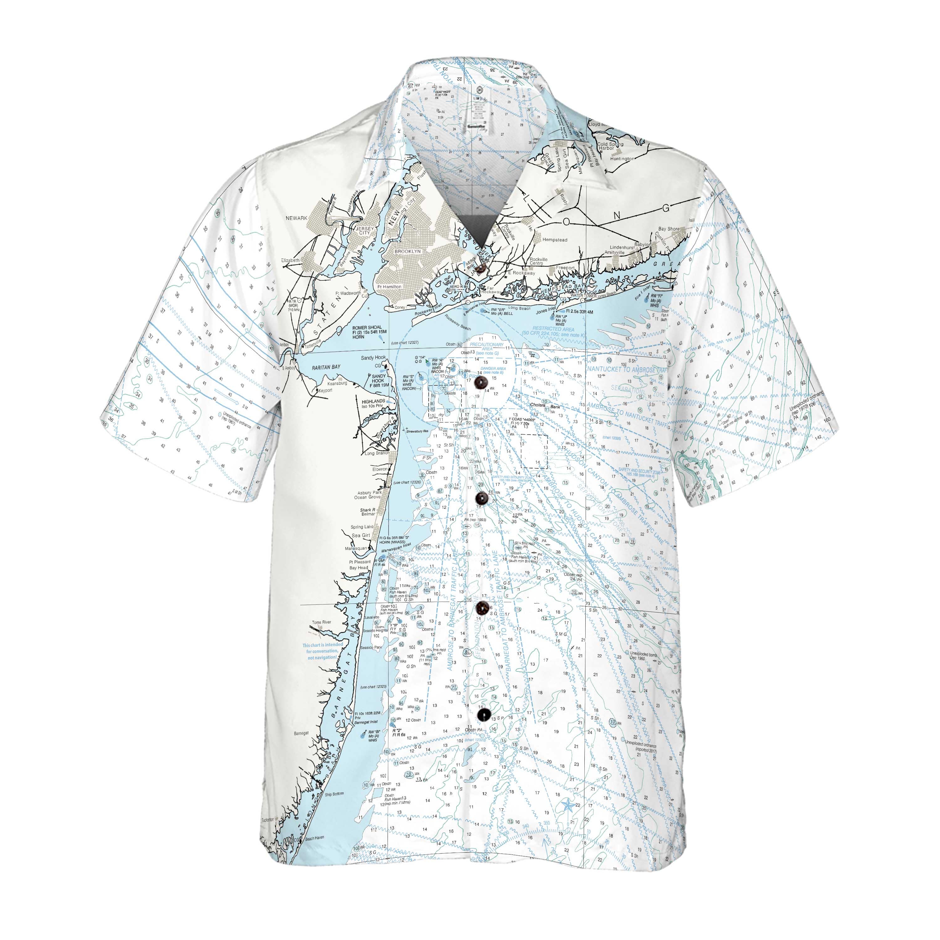 The New Jersey and Long Island Navigator Coconut Button Camp Shirt