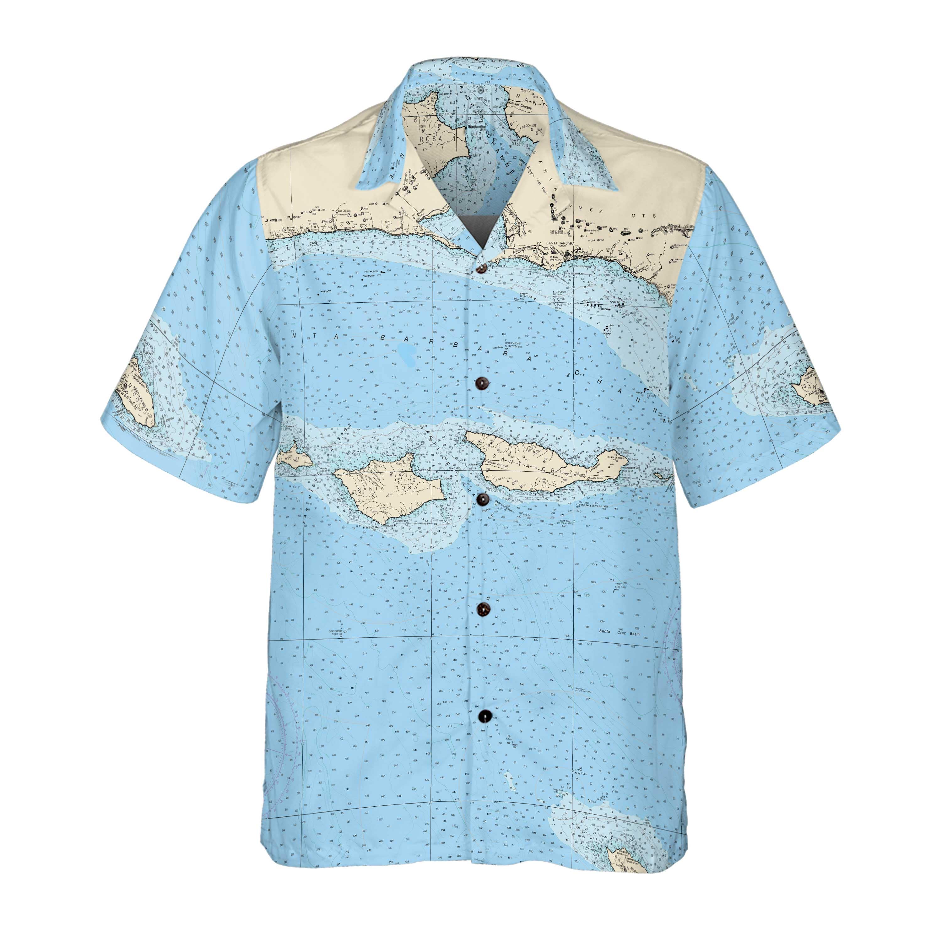 The Channel Islands Blue Coconut Button Camp Shirt
