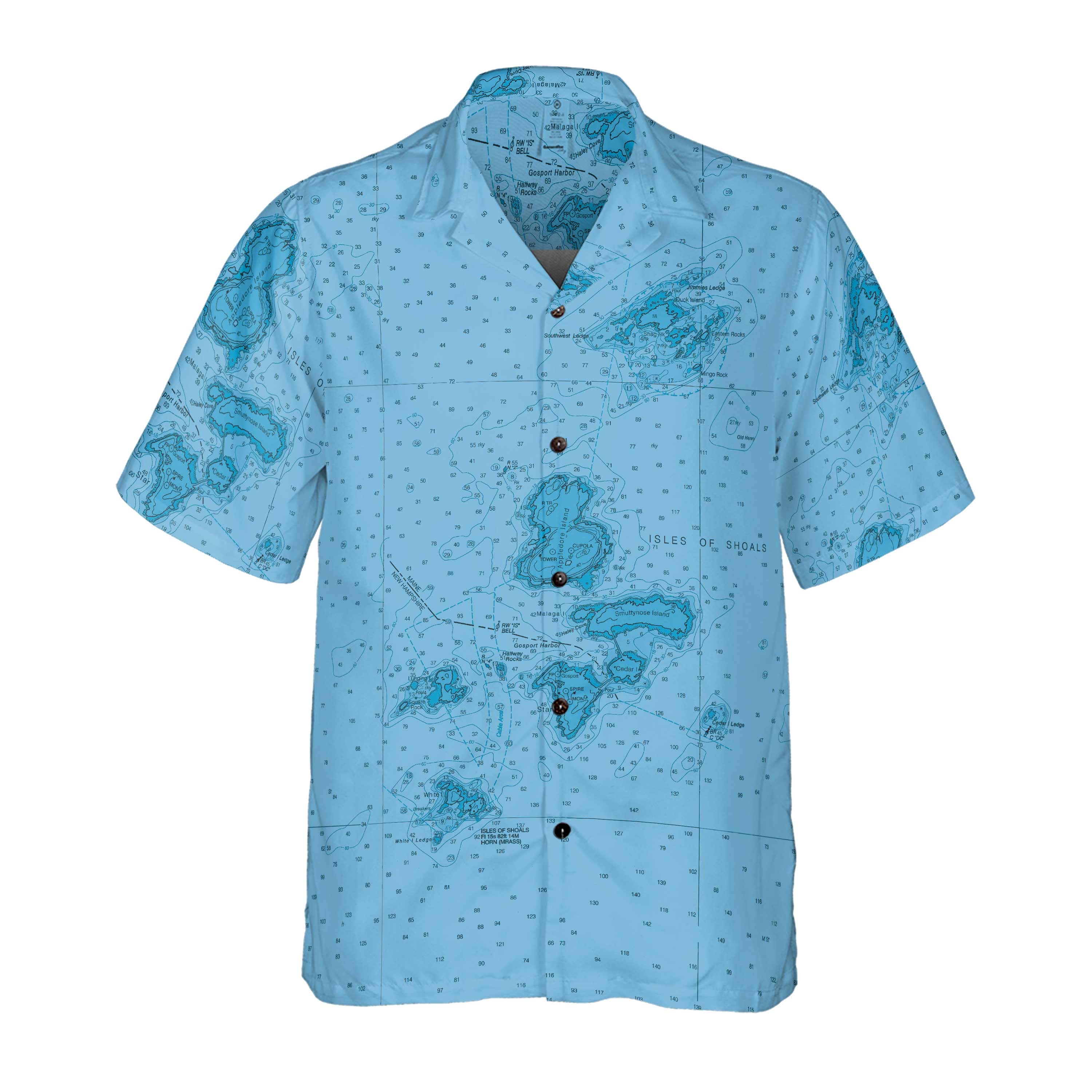 The Isles of Shoals Blue Mariner Coconut Button Camp Shirt
