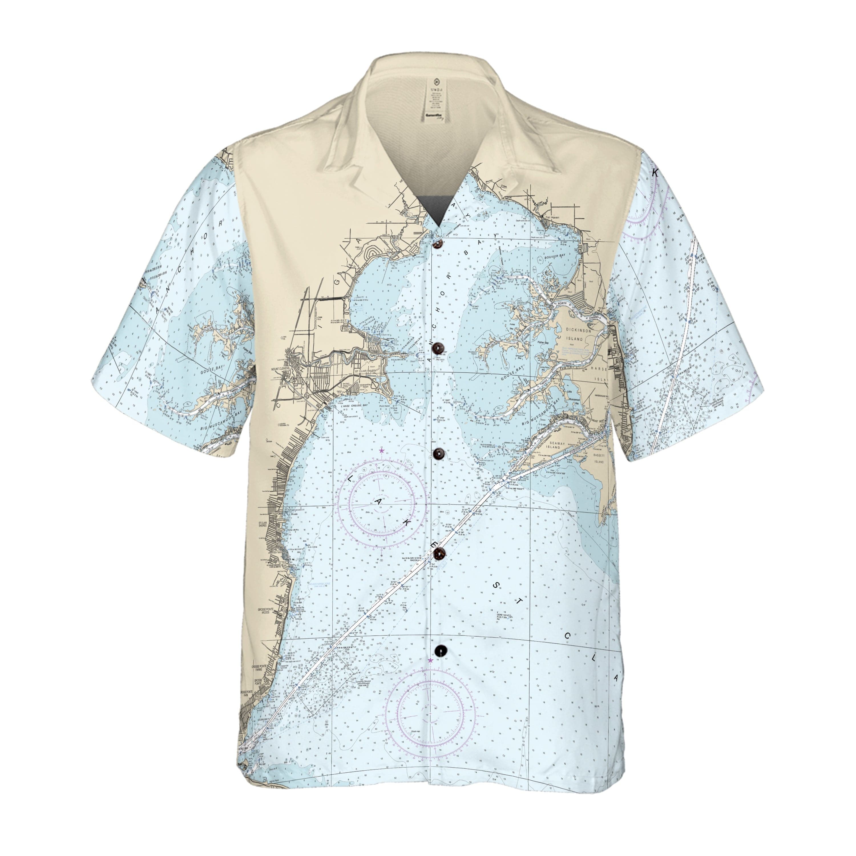 The Lake St. Clair Navigator Coconut Button Camp Shirt