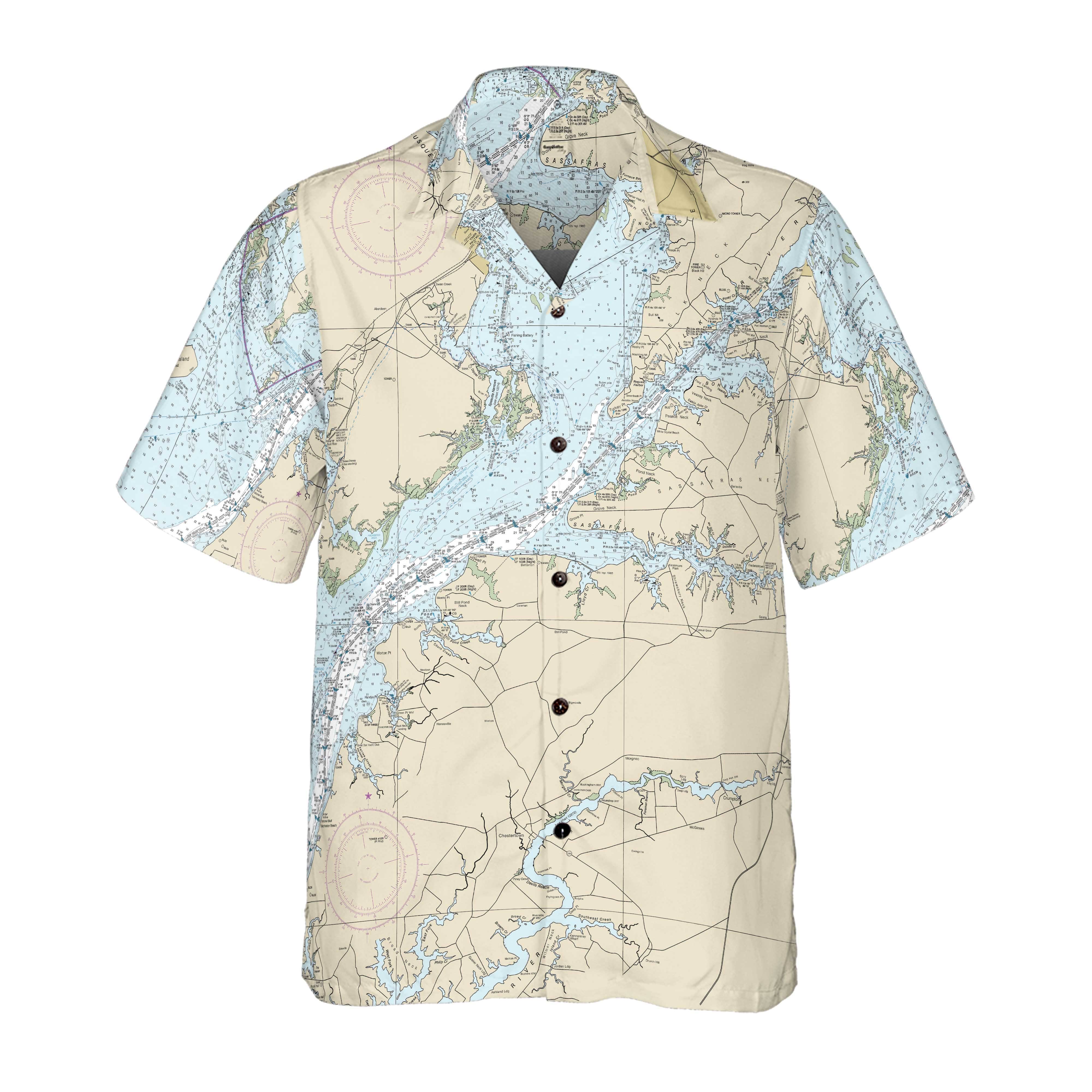 The Sassafras River Navigator Coconut Button Camp Shirt
