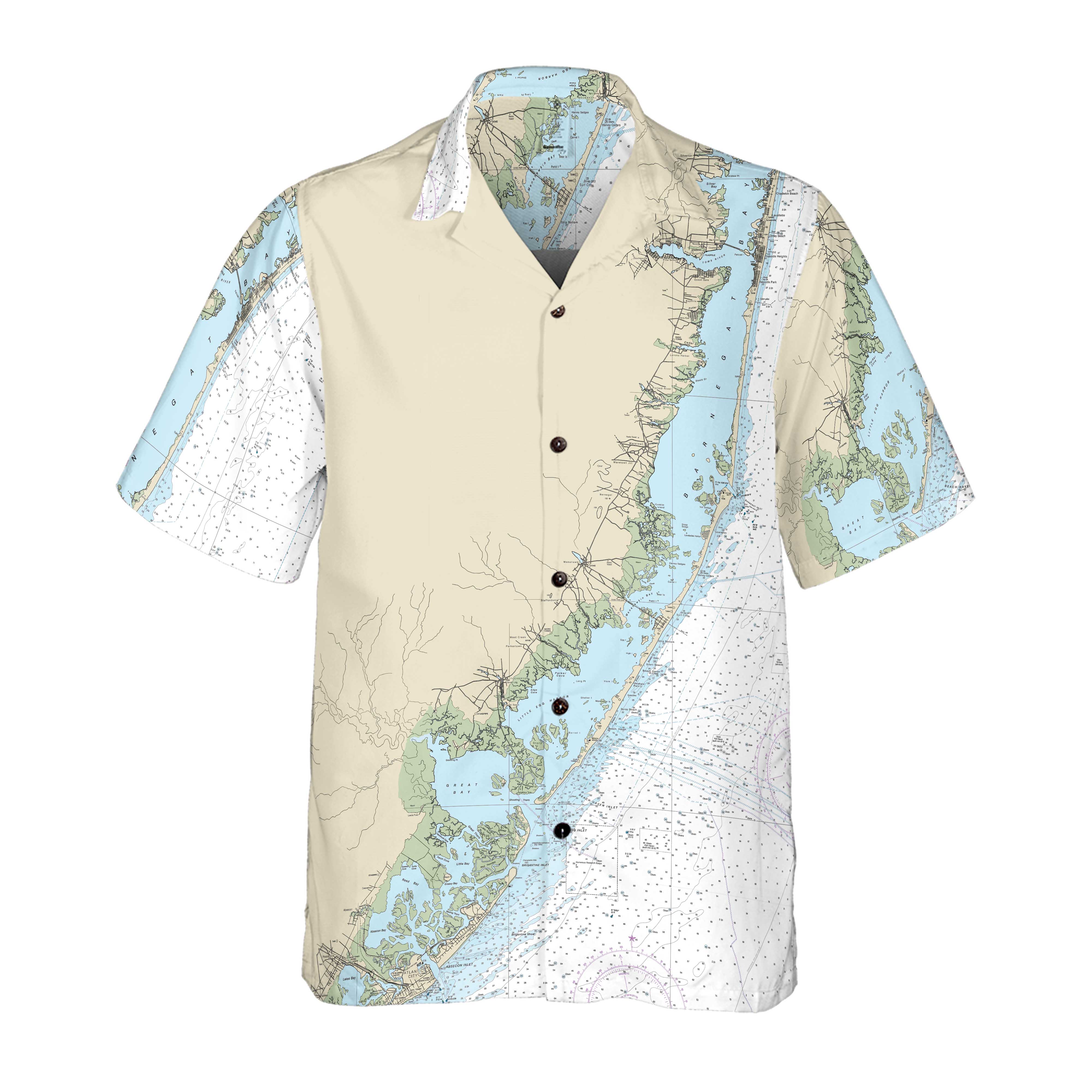 The Long Beach Island Navigator Coconut Button Camp Shirt