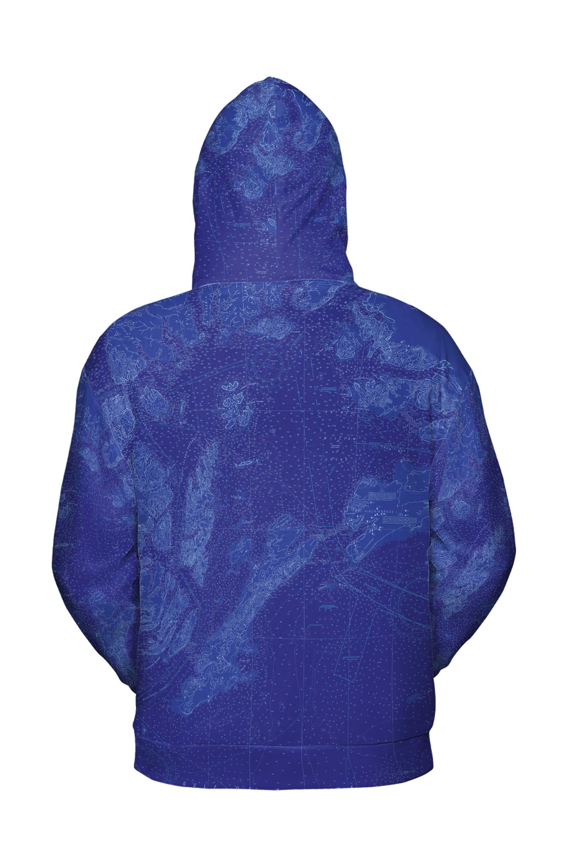 Alaska Prince William Sound blue hoodie back