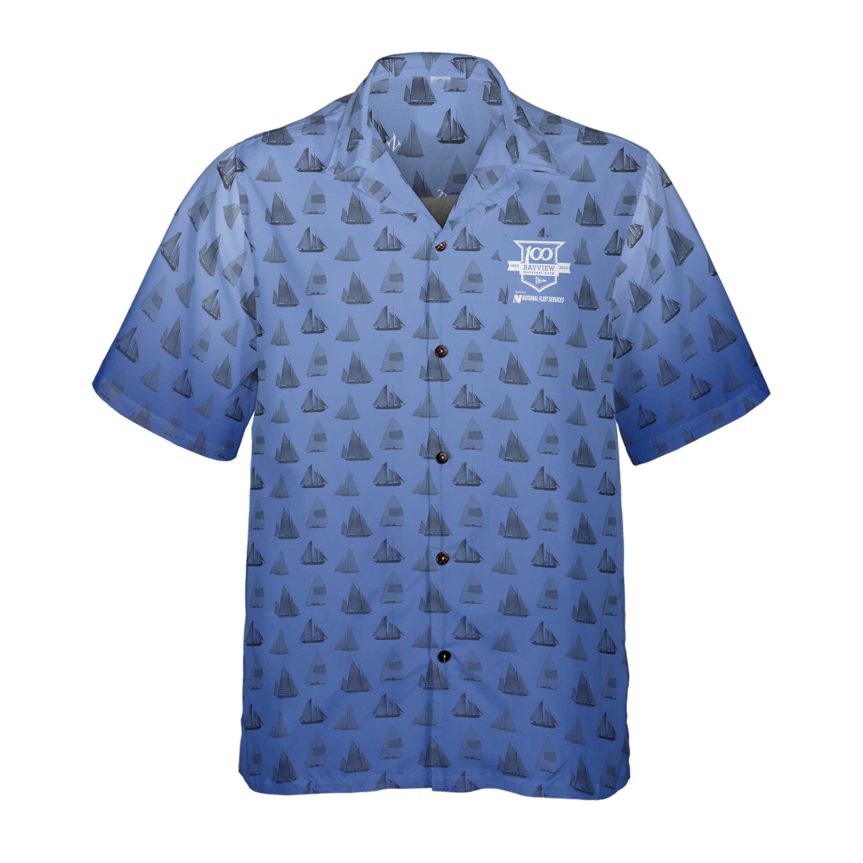The 2024 Mack Race V9 Blue Coconut Button Camp Shirt
