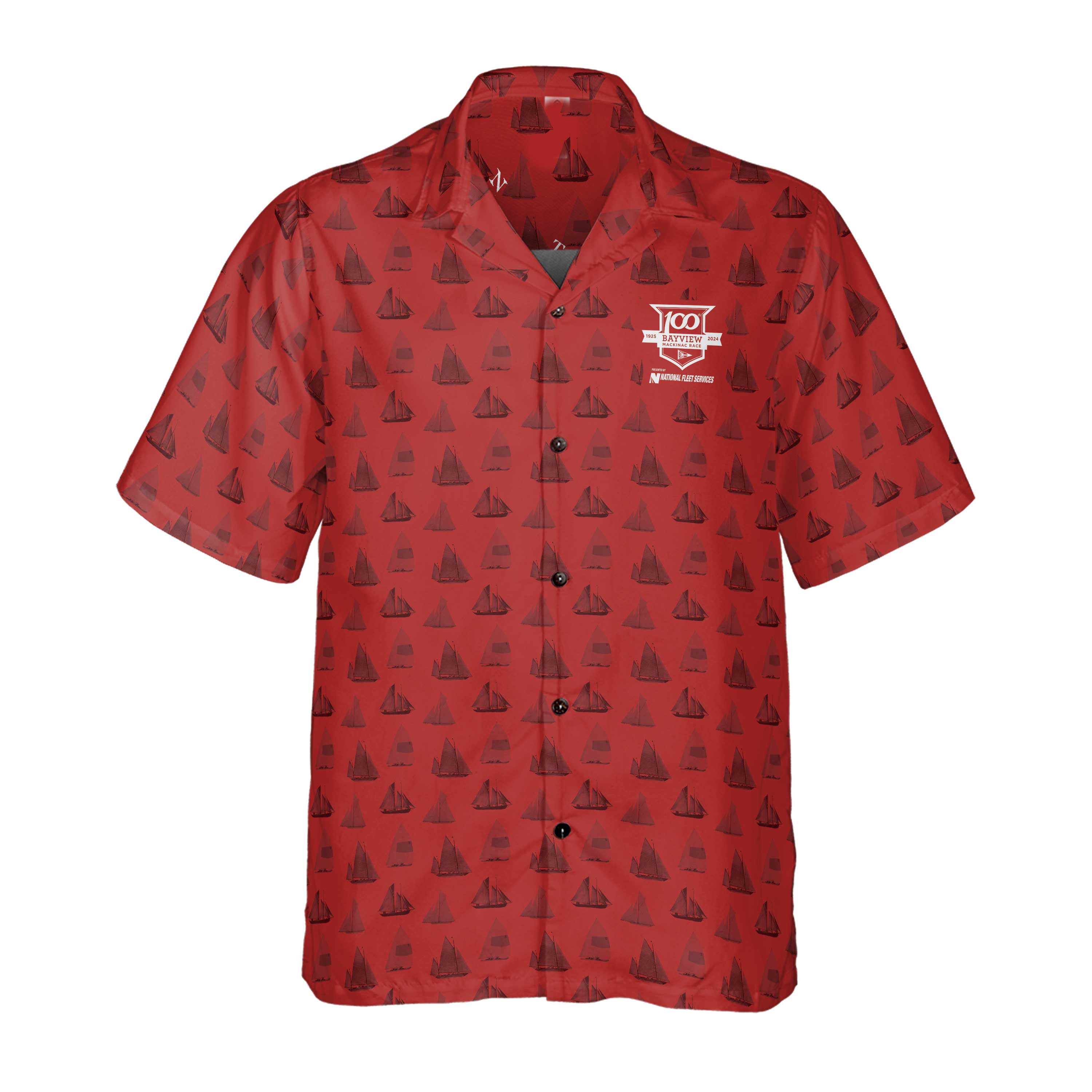 The 2024 Mack Race V9 Red Coconut Button Camp Shirt