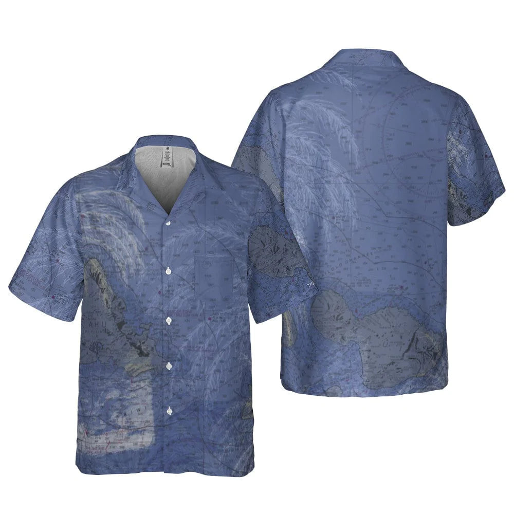 The Hawaiian Soft Blue Palms Pocket Shirt