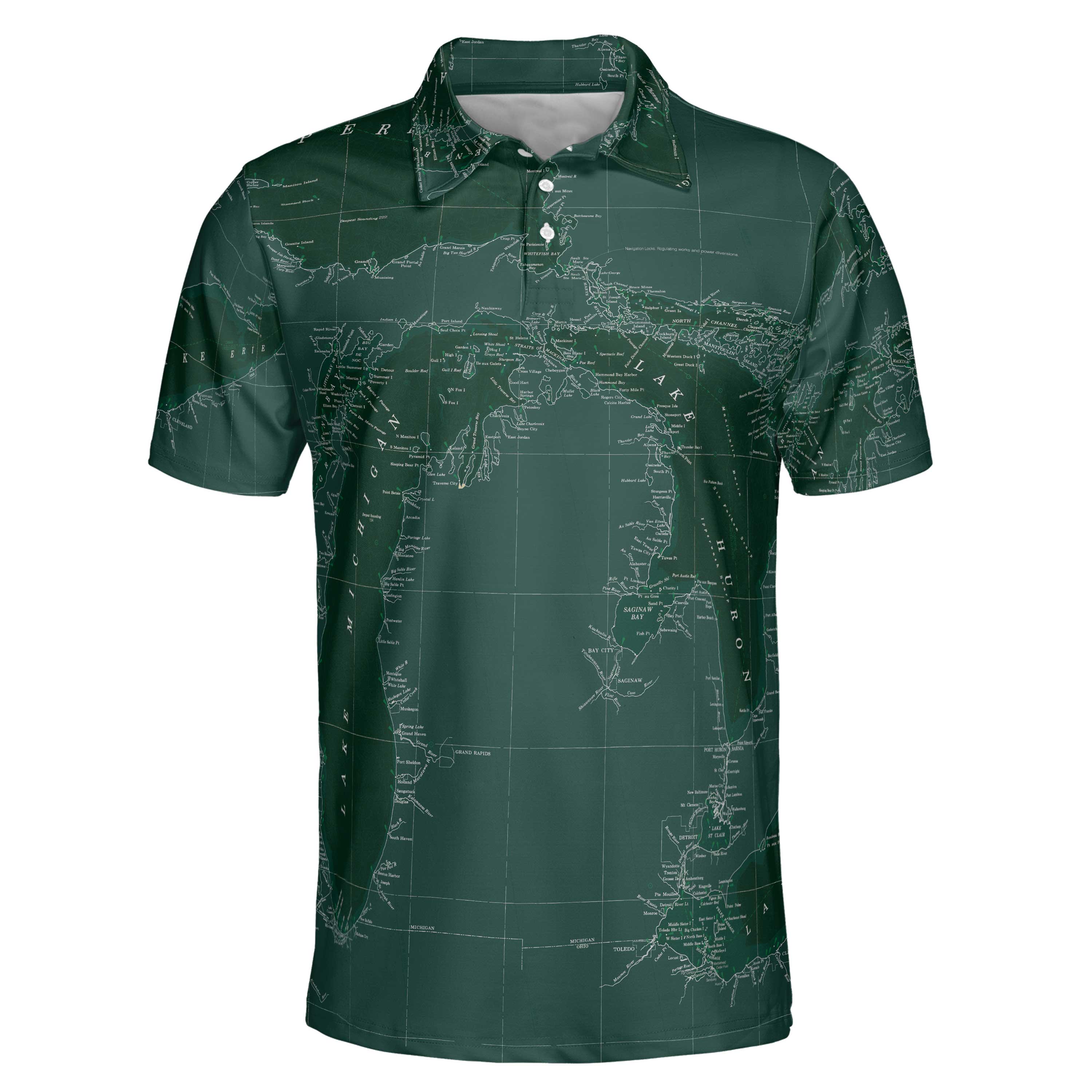The Great Lakes Green and White Polo Shirt