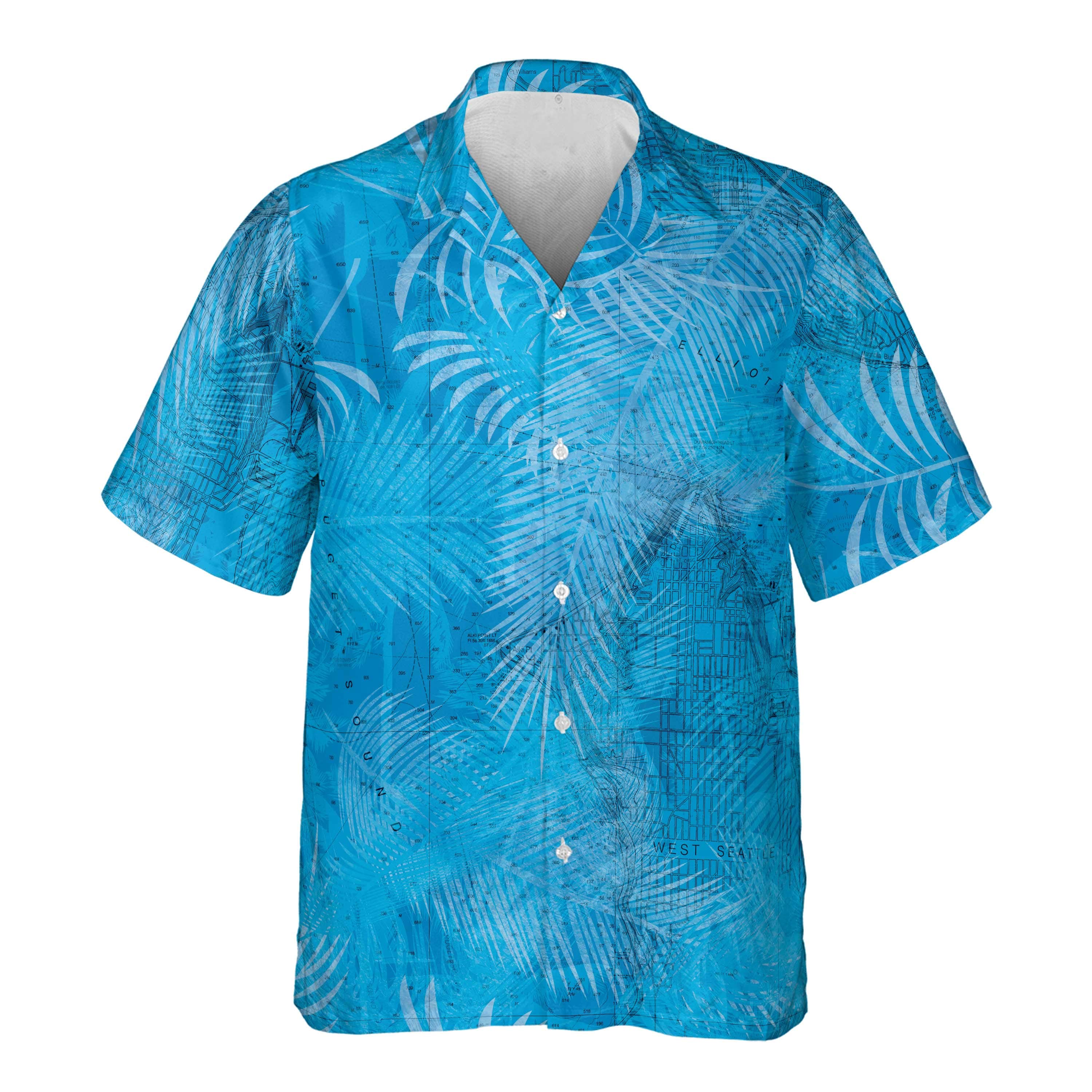The Puget Sound and Seattle Blue Flowers Pocket Shirt