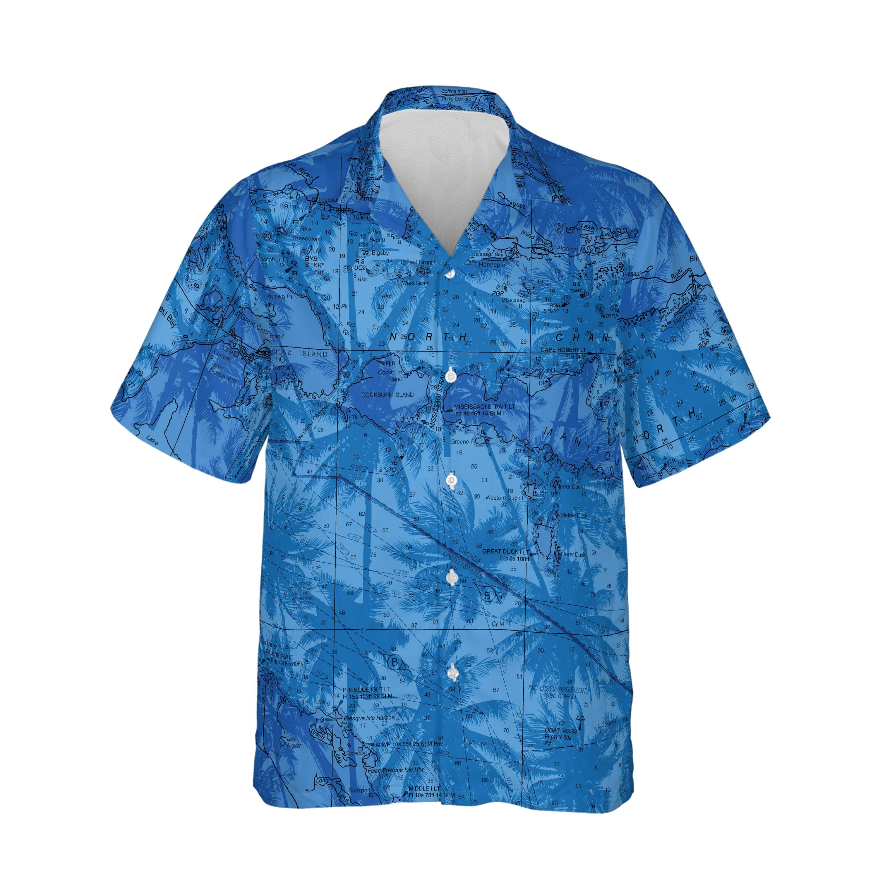 The North Channel of Lake Huron Tropical Blue Camp Shirt
