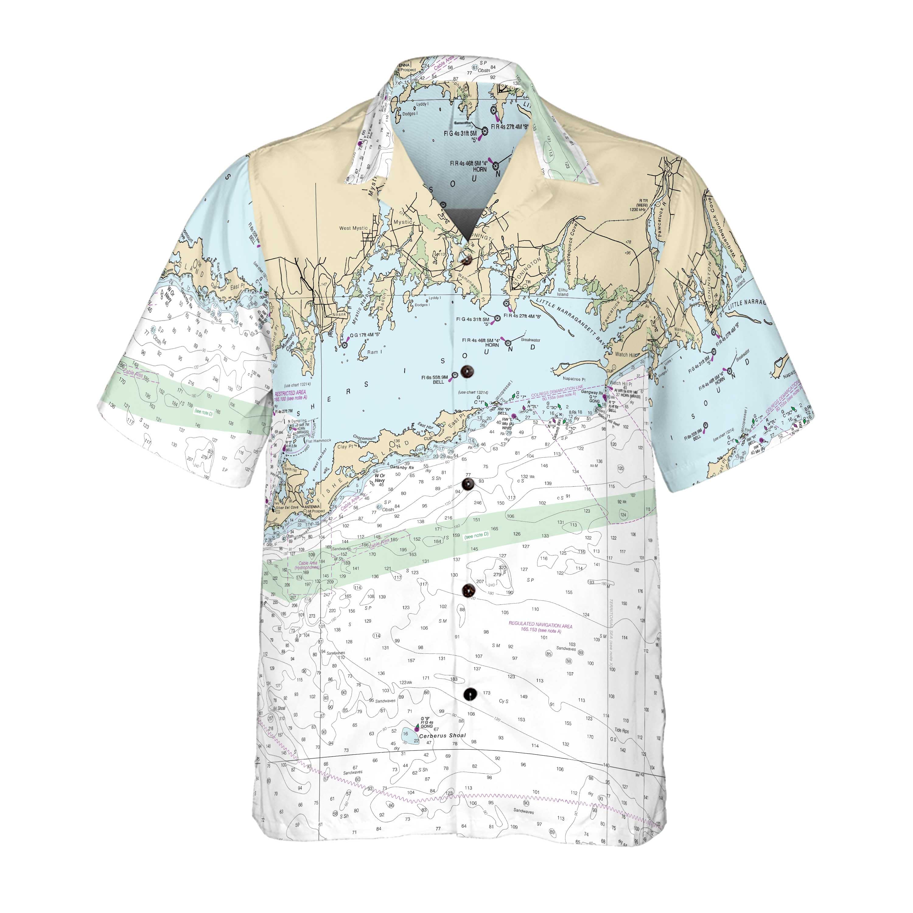 The Fishers Island Sound Coconut Button Camp Shirt