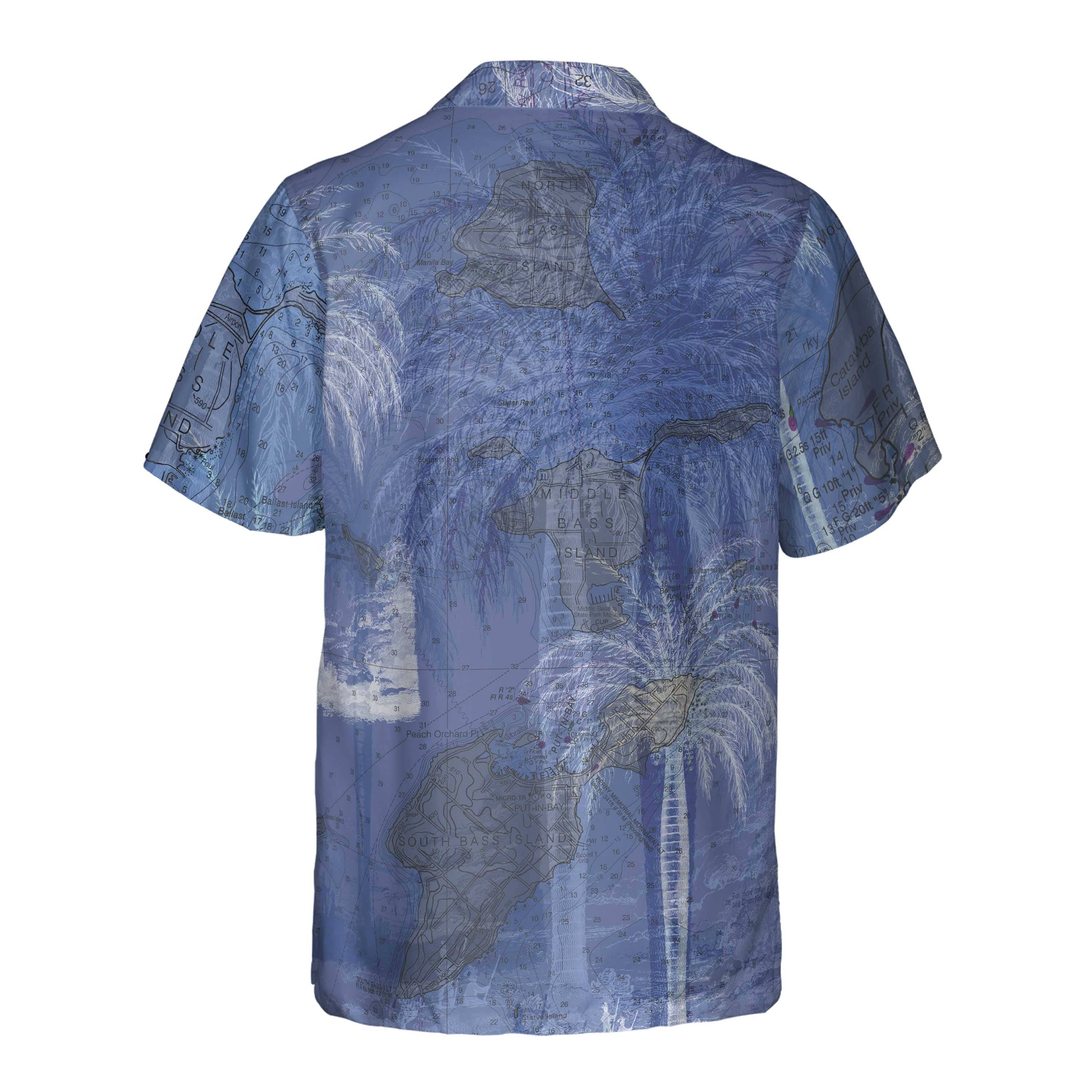 The Lake Erie Islands Soft Blue Palms Pocket Shirt