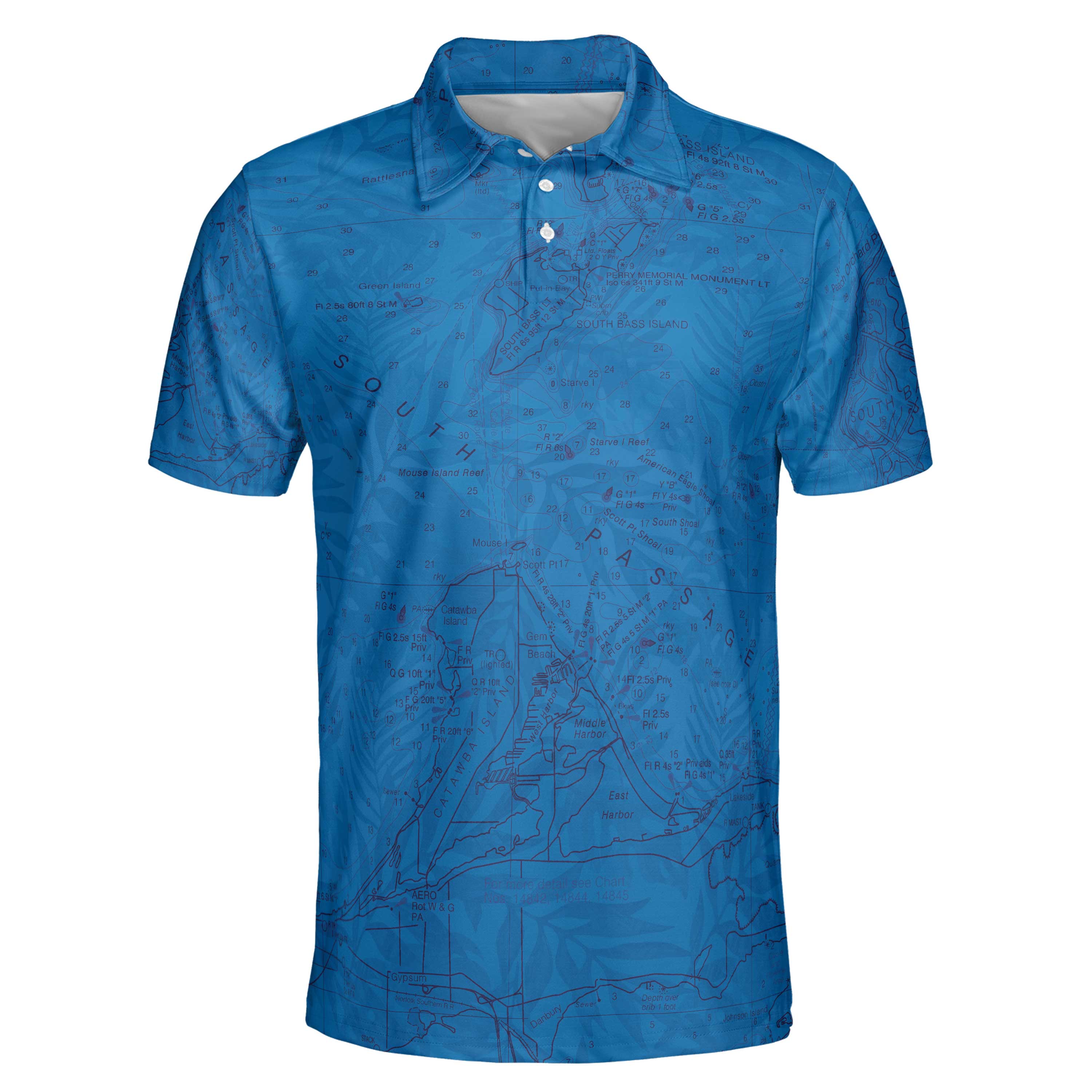 The Lake Erie Islands Blue Ferns Polo Shirt