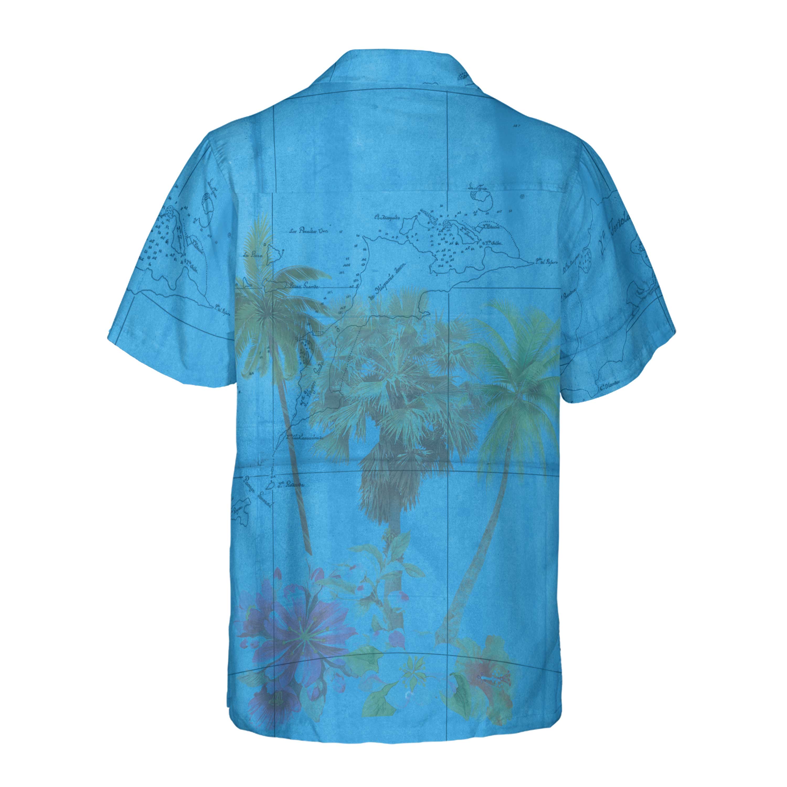 The British Virgin Islands Tropical Blue Coconut Button Camp Shirt
