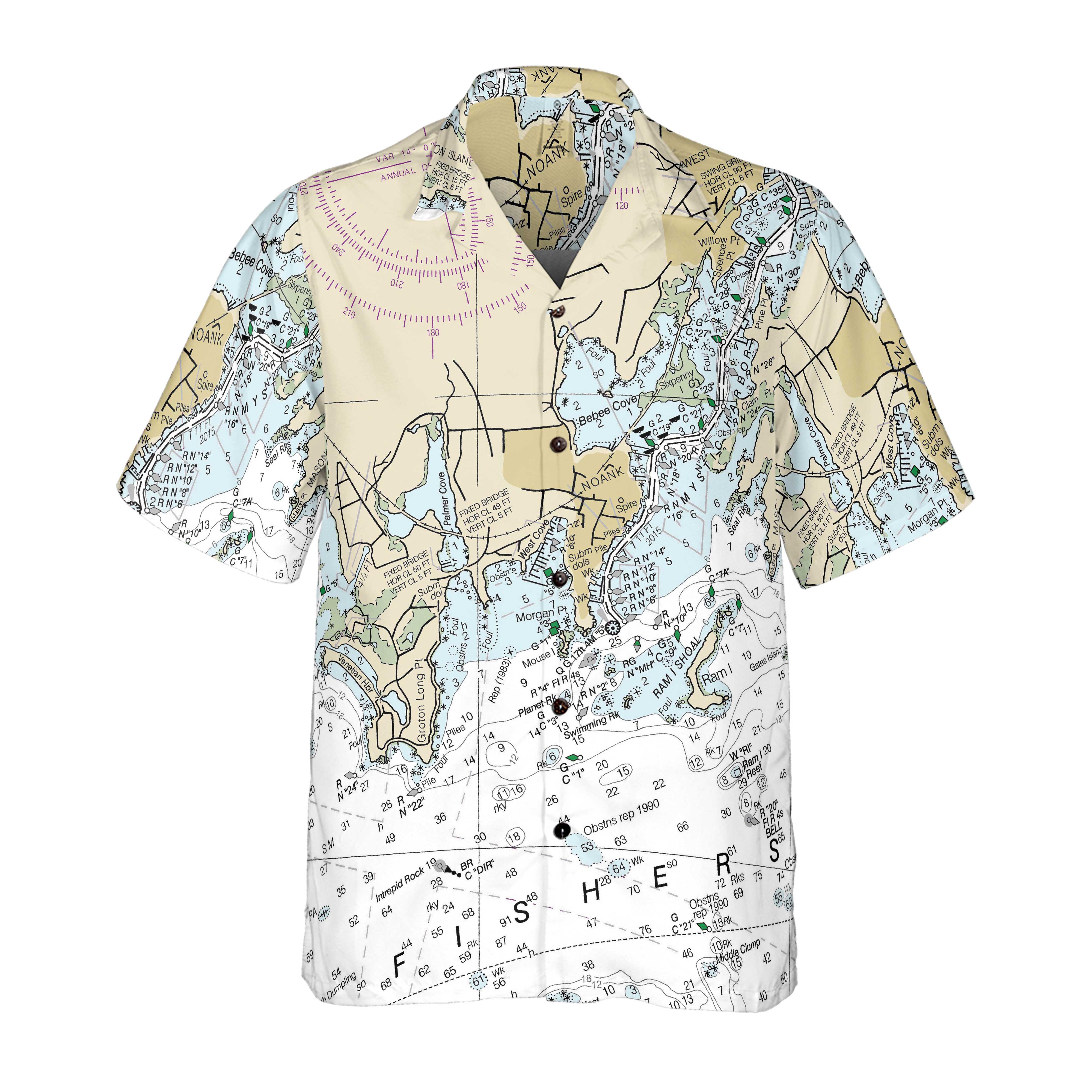 The Noank Navigator Coconut Button Camp Shirt