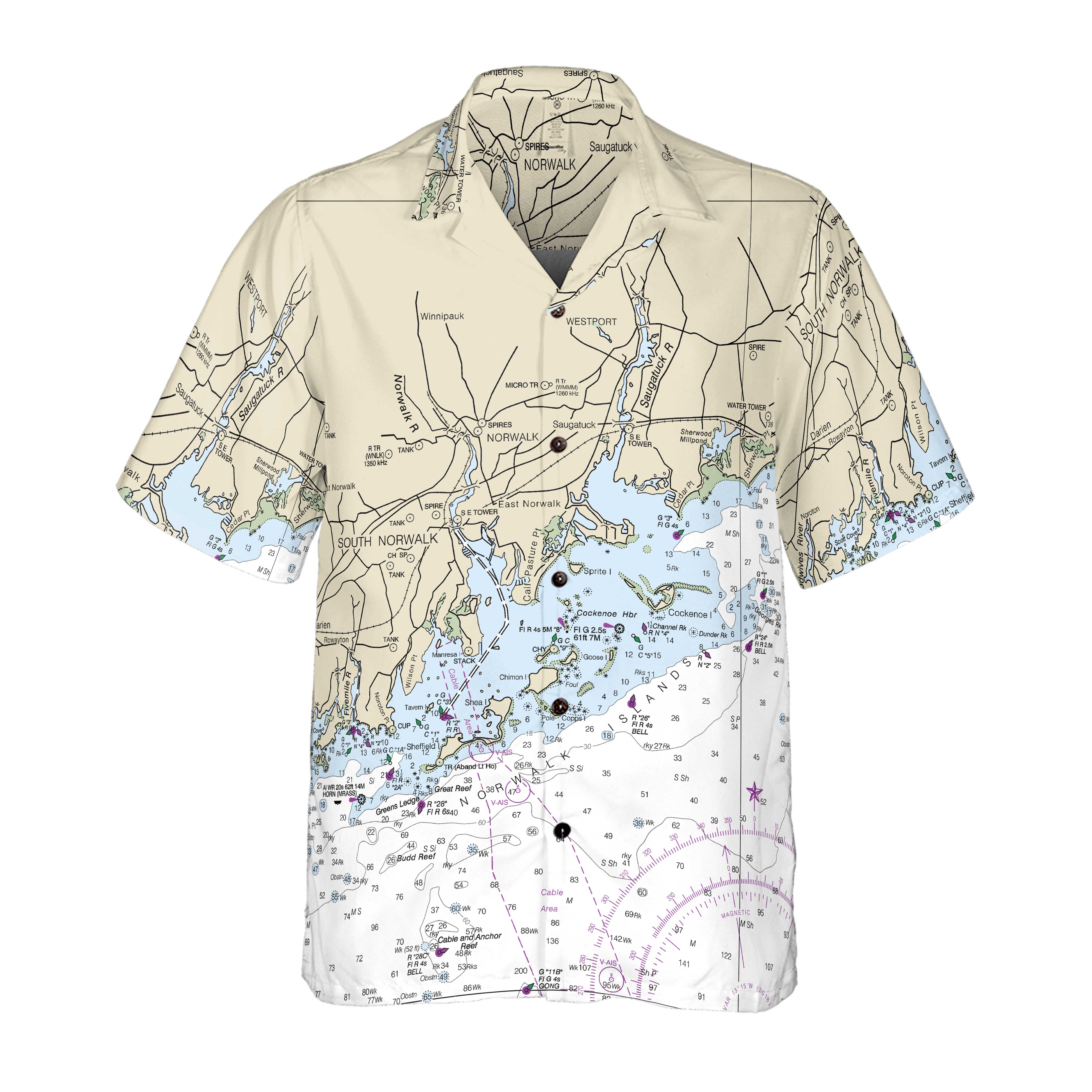 The Norwalk Navigator Coconut Button Camp Shirt