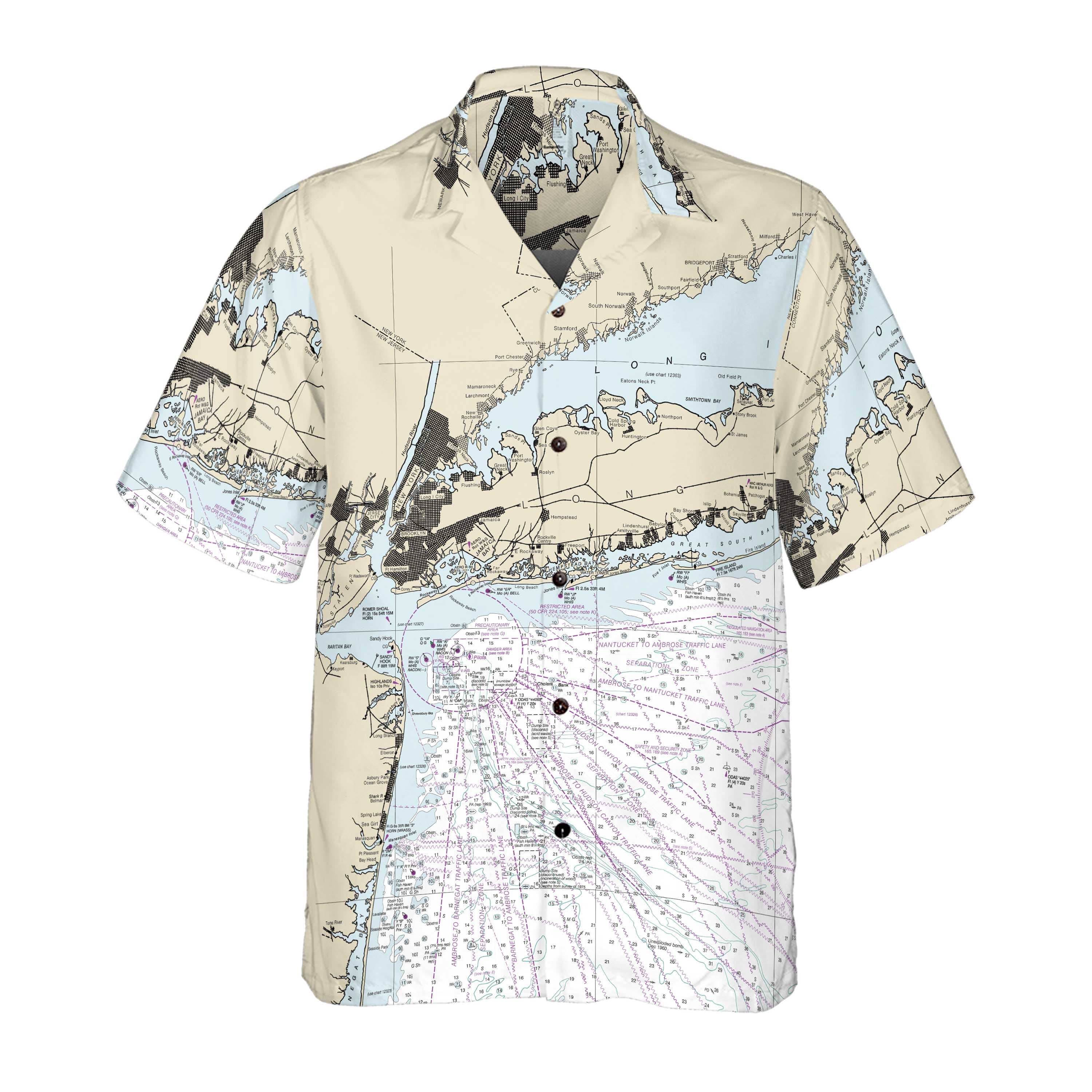 The Big Apple Mariner Coconut Button Camp Shirt